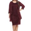 Women Layla Jones | Layla Jones Sequin Lace Dress & Jacket In Dark Claret