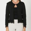 Women Ping Pong | Ping Pong Cropped Fringe Cardigan In Black