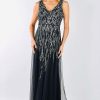 Women Frank Lyman | Lyman By Frank Lyman Beaded Gown In Charcoal 239803I