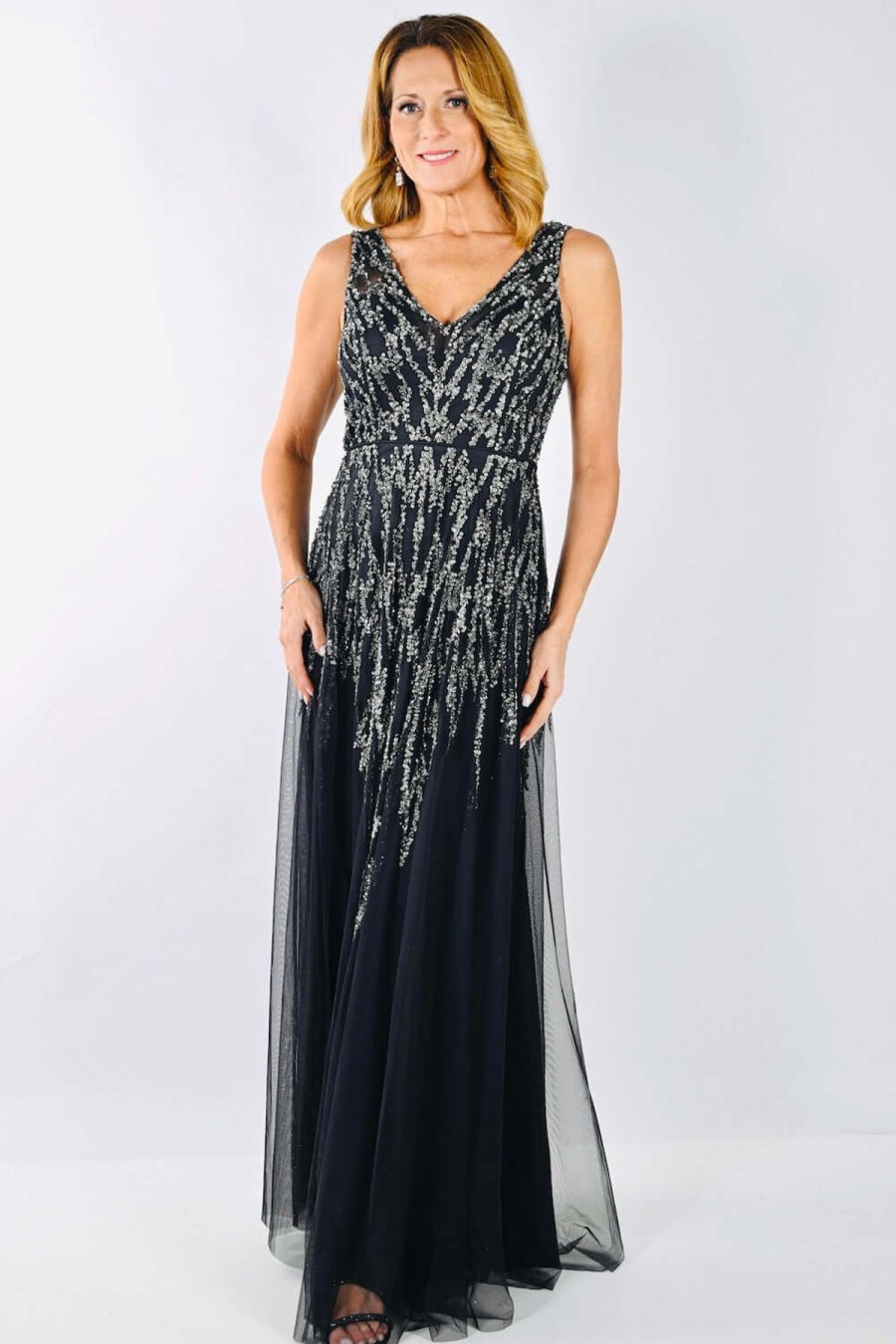 Women Frank Lyman | Lyman By Frank Lyman Beaded Gown In Charcoal 239803I