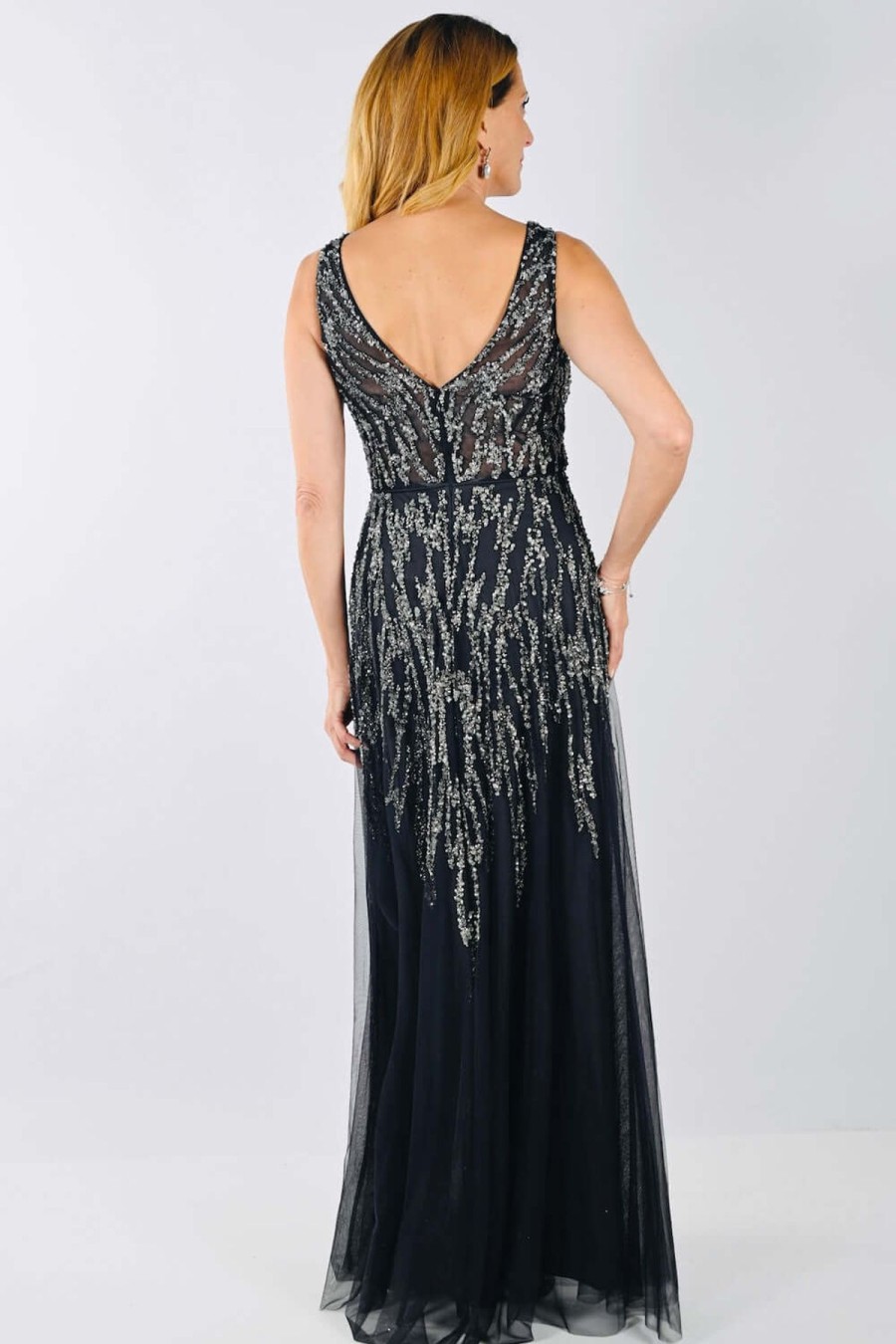 Women Frank Lyman | Lyman By Frank Lyman Beaded Gown In Charcoal 239803I