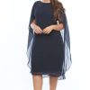 Women Layla Jones | Layla Jones Cape Dress In Midnight