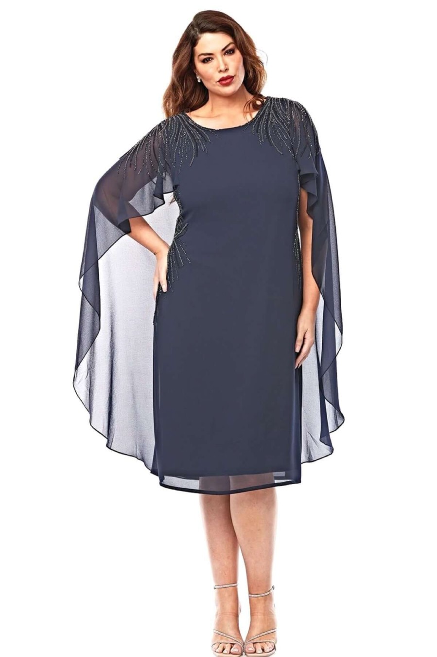 Women Layla Jones | Layla Jones Cape Dress In Midnight