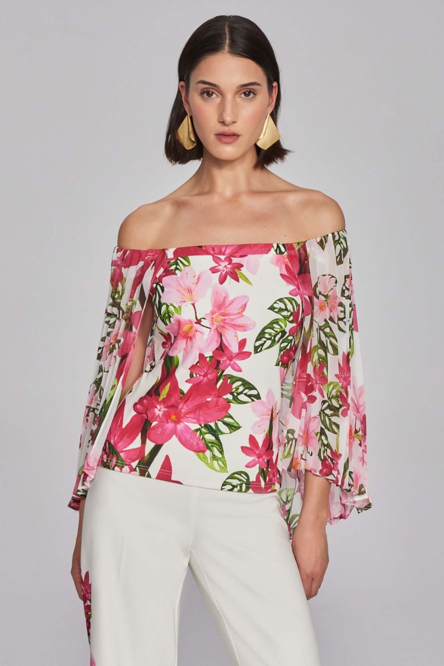 Women Joseph Ribkoff | Signature By Joseph Ribkoff Chiffon Top In Vanilla Pink 241780