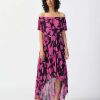 Women Joseph Ribkoff | Joseph Ribkoff Pleated Dress In Black Pink Floral 241908