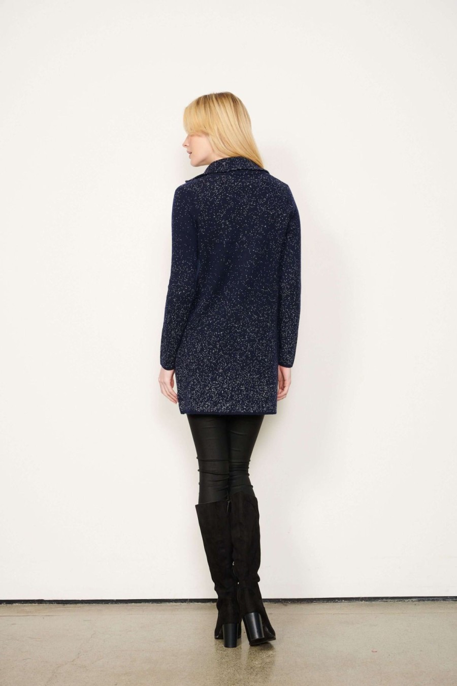 Women Holmes and Fallon | Holmes & Fallon Longline Cardi In Navy Speckle