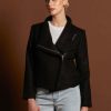 Women Fate & Becker | Fate & Becker Hazy Shade Biker Jacket In Black Boucle