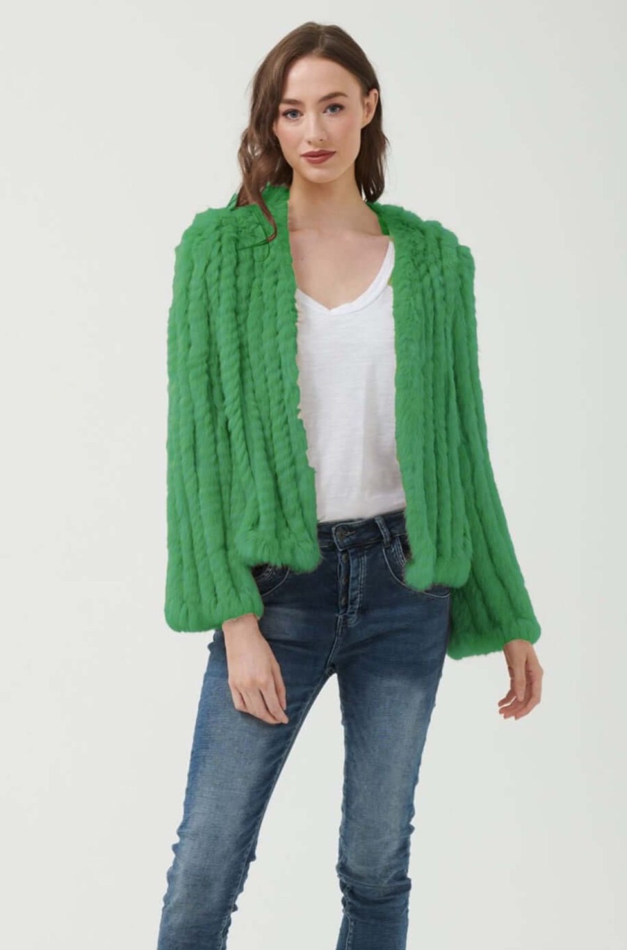 Women 365 Days | 365 Days Rabbit Fur Short Jacket In Pistachio