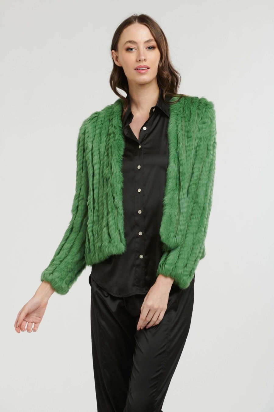 Women 365 Days | 365 Days Rabbit Fur Short Jacket In Pistachio