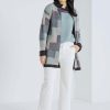 Women Marco Polo | Marco Polo Brushed Check Knit Jacket In Charcoal Mix