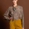 Women Fate & Becker | Fate & Becker Everywhere Neck Tie Blouse In Vintage Paisley