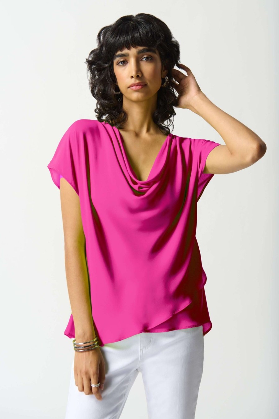 Women Joseph Ribkoff | Joseph Ribkoff Fit & Flare Top In Ultra Pink 242027