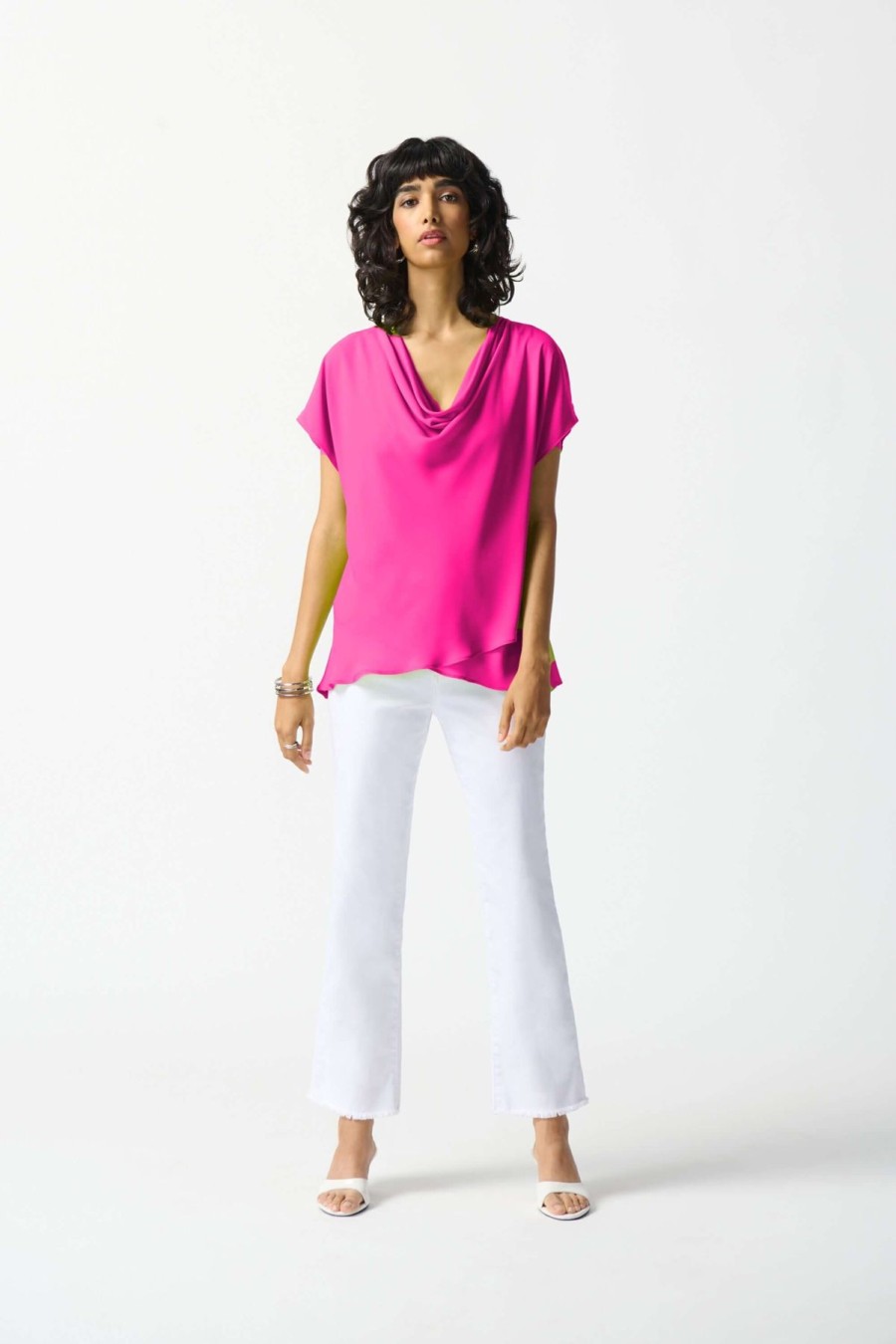 Women Joseph Ribkoff | Joseph Ribkoff Fit & Flare Top In Ultra Pink 242027