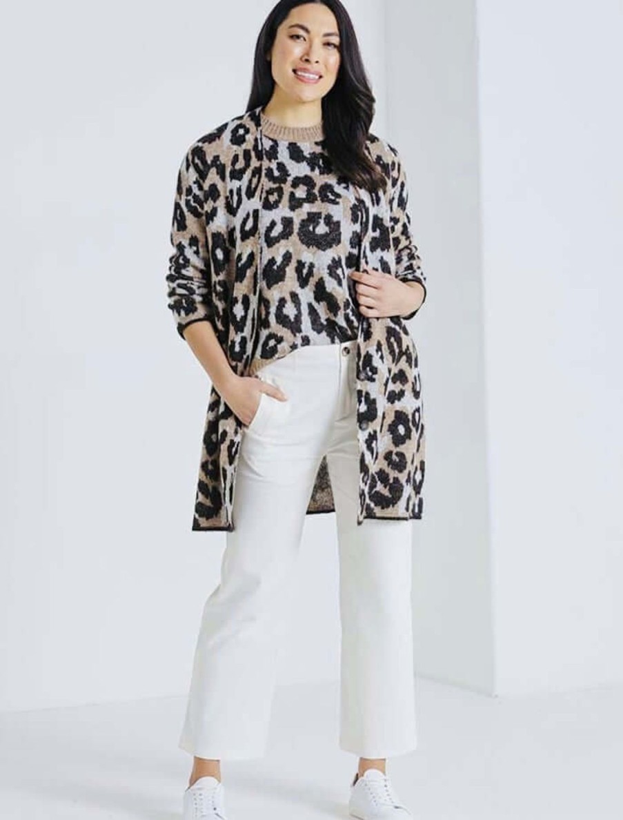 Women Marco Polo | Marco Polo Longline Cardi In Brushed Animal