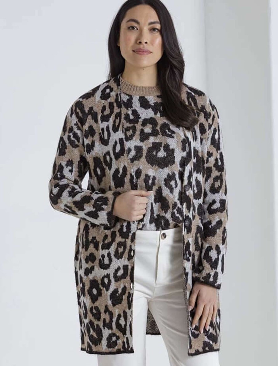 Women Marco Polo | Marco Polo Longline Cardi In Brushed Animal