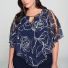 Women Joseph Ribkoff | Signature By Joseph Ribkoff Floral Poncho In Midnight 241783