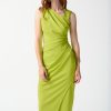 Women Joseph Ribkoff | Joseph Ribkoff Scuba Crepe Rouche Dress In Keylime 242234