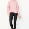 Women Caju | Caju Lattice & Cable Sweater In Pink