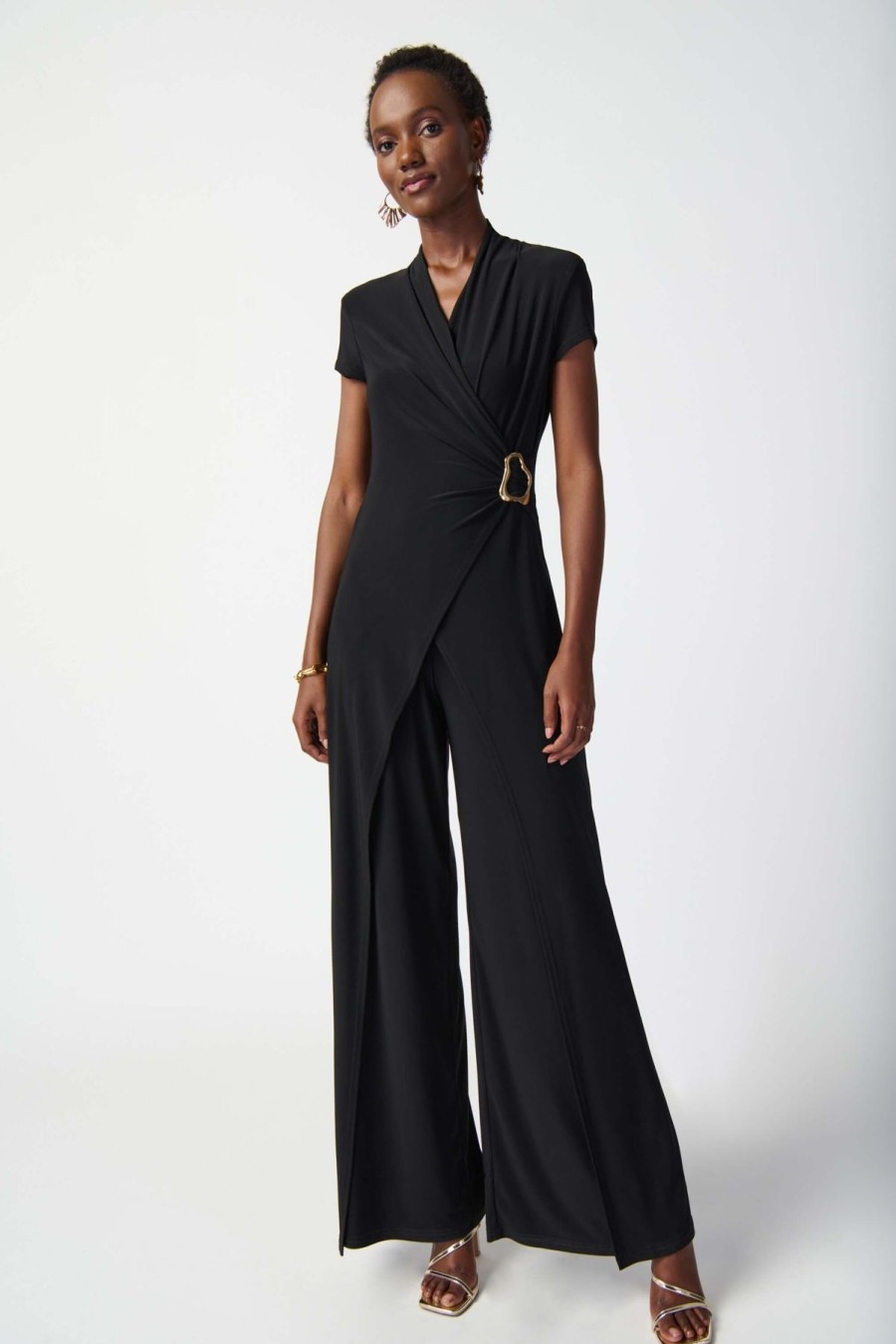 Women Joseph Ribkoff | Joseph Ribkoff Wrap Jumpsuit In Black 241139