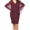 Women Layla Jones | Layla Jones Shimmer Cape Dress In Dark Claret