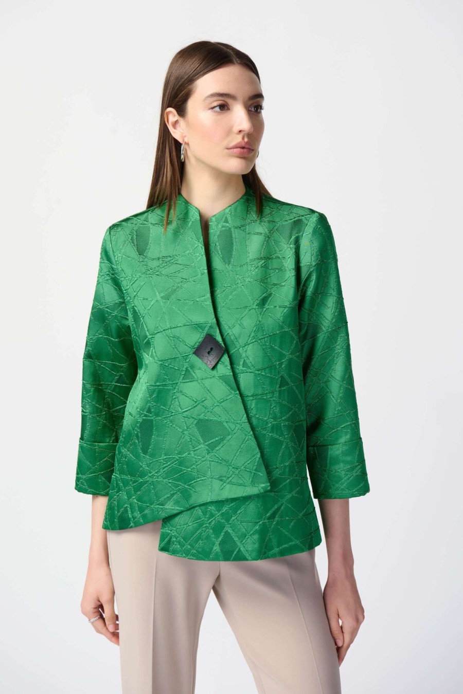 Women Joseph Ribkoff | Joseph Ribkoff Jacquard Swing Jacket In Island Green 241263