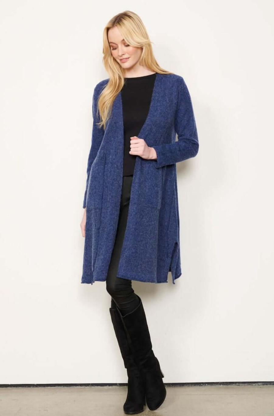 Women Holmes and Fallon | Holmes & Fallon Open Cardi In Denim Blue