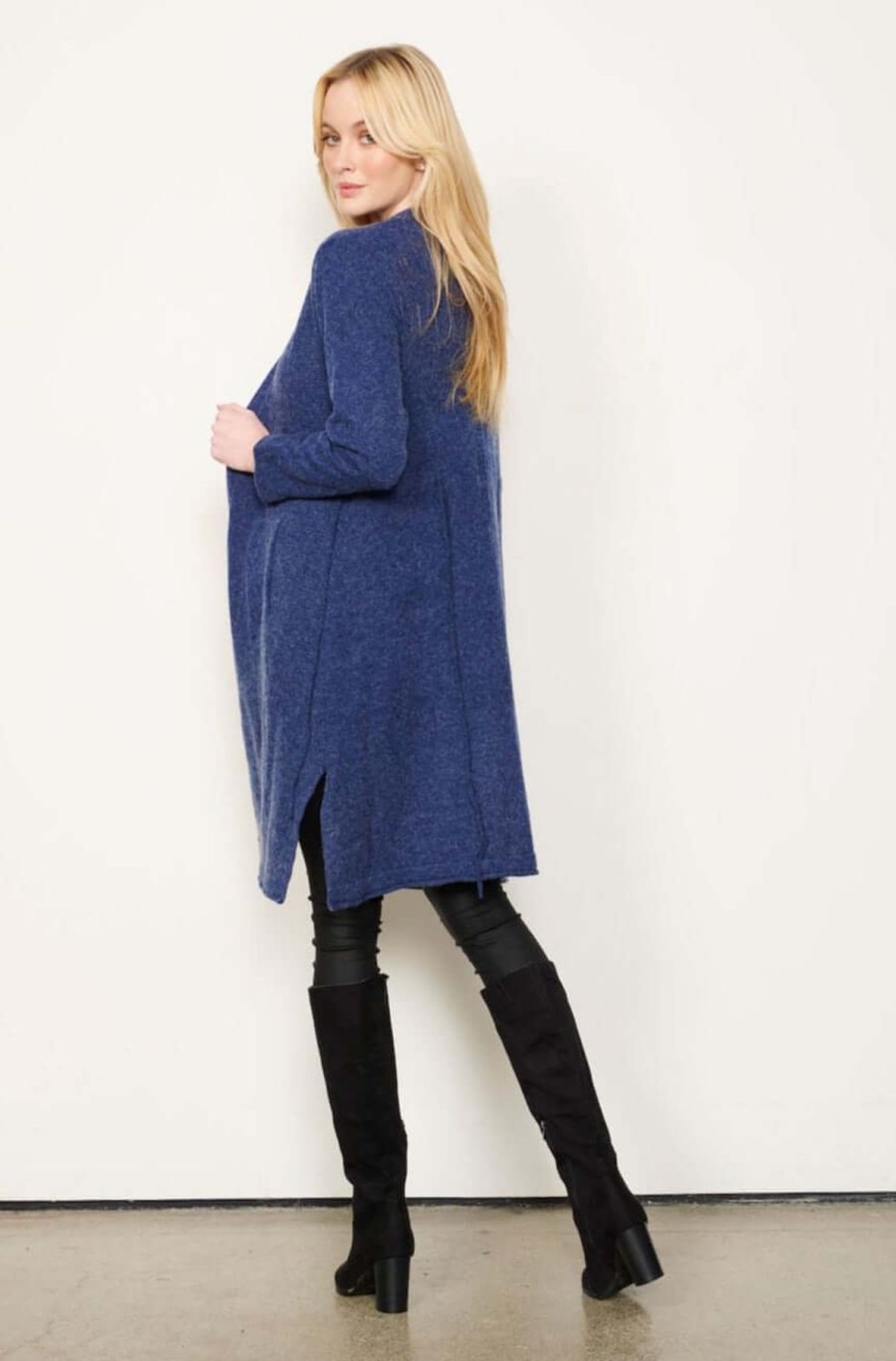 Women Holmes and Fallon | Holmes & Fallon Open Cardi In Denim Blue