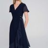 Women Joseph Ribkoff | Signature By Joseph Ribkoff Chiffon Wrap Dress In Midnight 242730