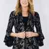 Women Frank Lyman | Frank Lyman Frill Sleeve Jacket In Black Gold 233142