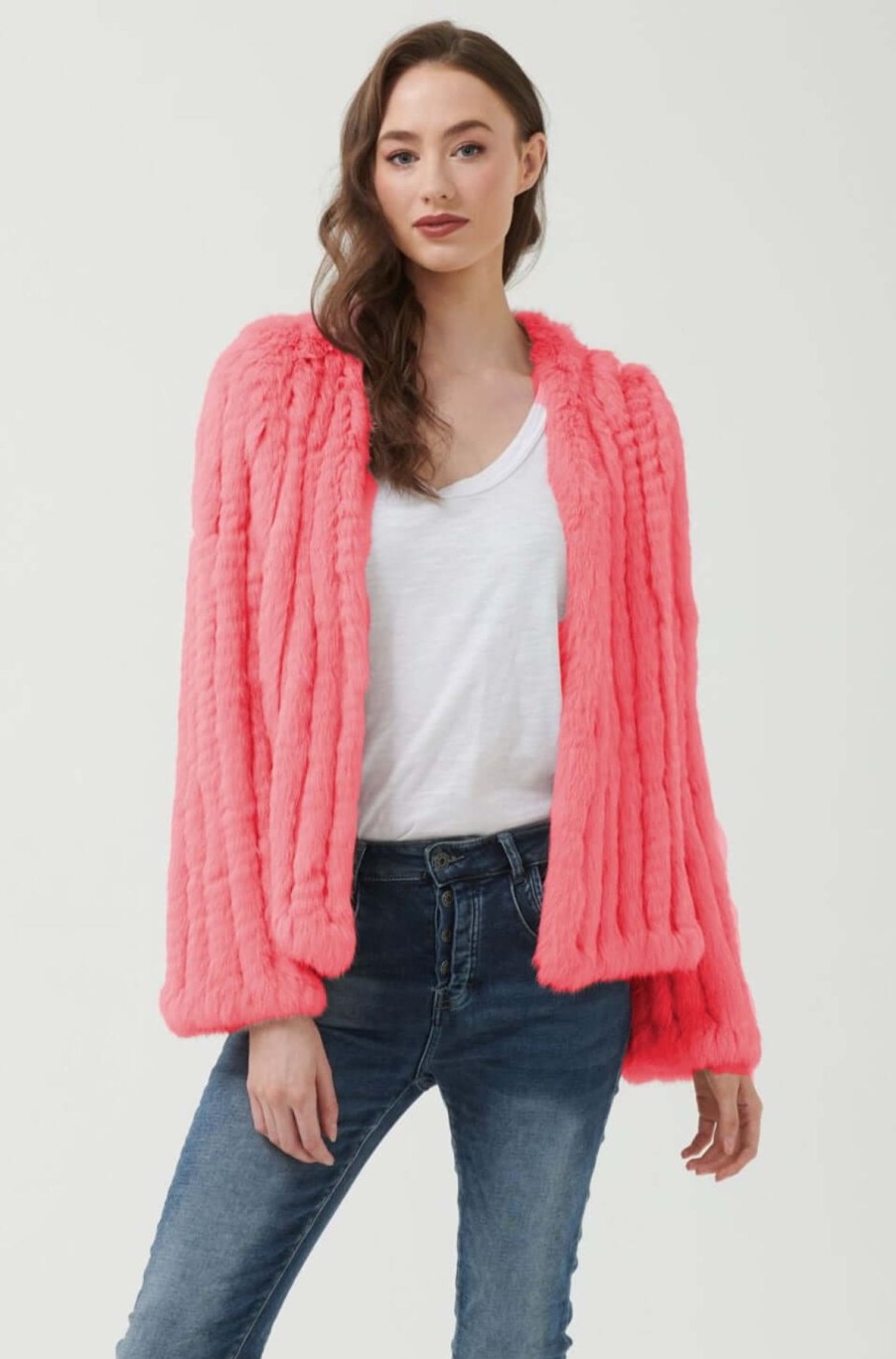 Women 365 Days | 365 Days Rabbit Fur Short Jacket In Flamingo