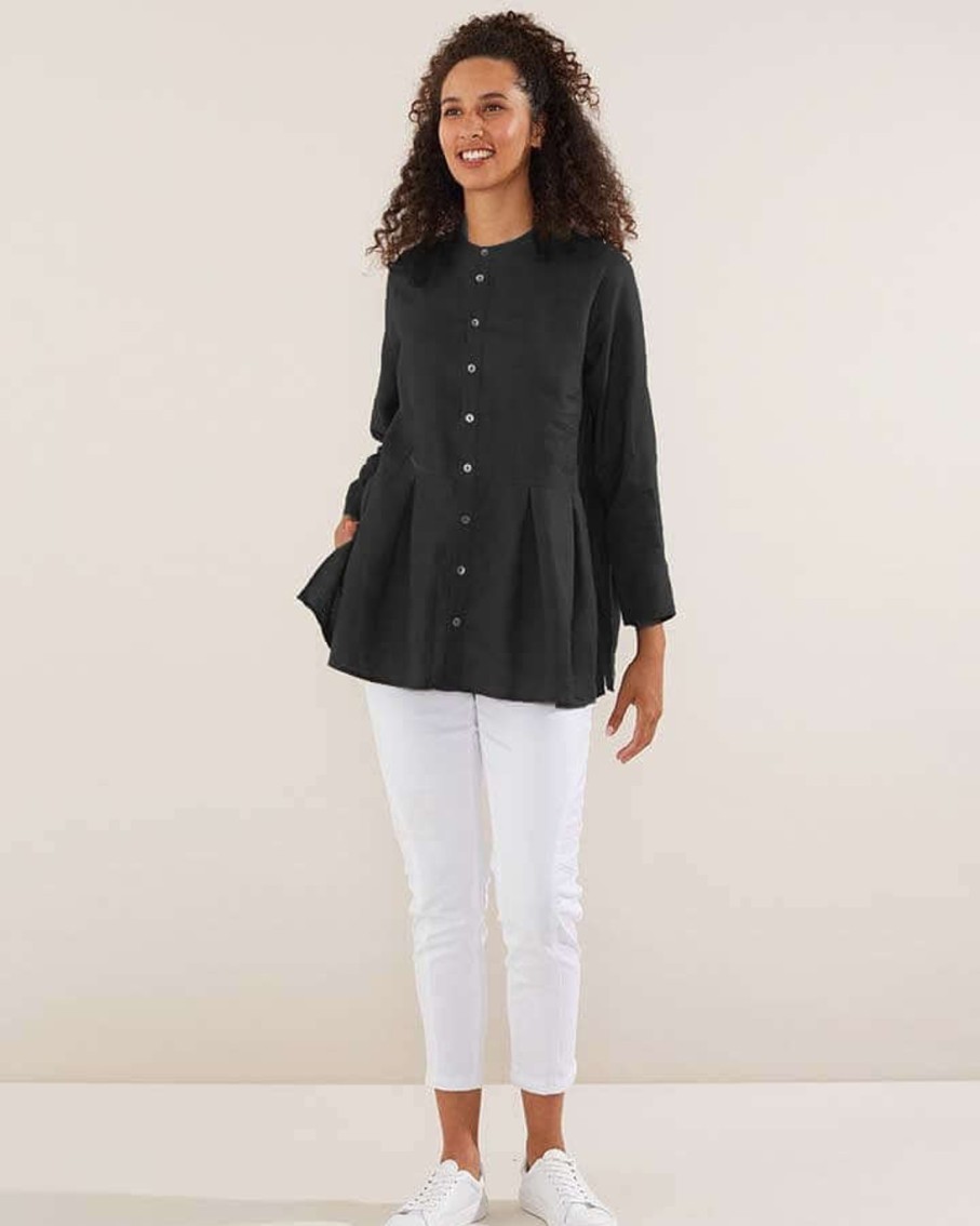 Women Yarra Trail | Yara Trail Pleated A-Line Shirt In Black