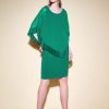 Women Joseph Ribkoff | Signature By Joseph Ribkoff Pleated Cape Dress In True Emerald 234705