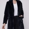 Women Ping Pong | Ping Pong Faux Fur Long Coat In Navy