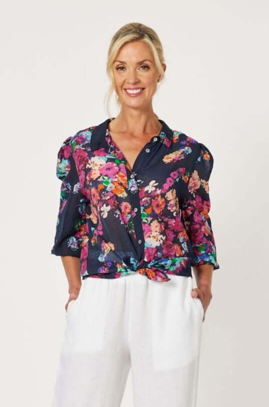 Women Gordon Smith | Gordon Smith Botanical Shirt In Navy