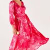 Women Sacha Drake | Sacha Drake Lotus Flower Wrap Dress In Hot Pink Floral