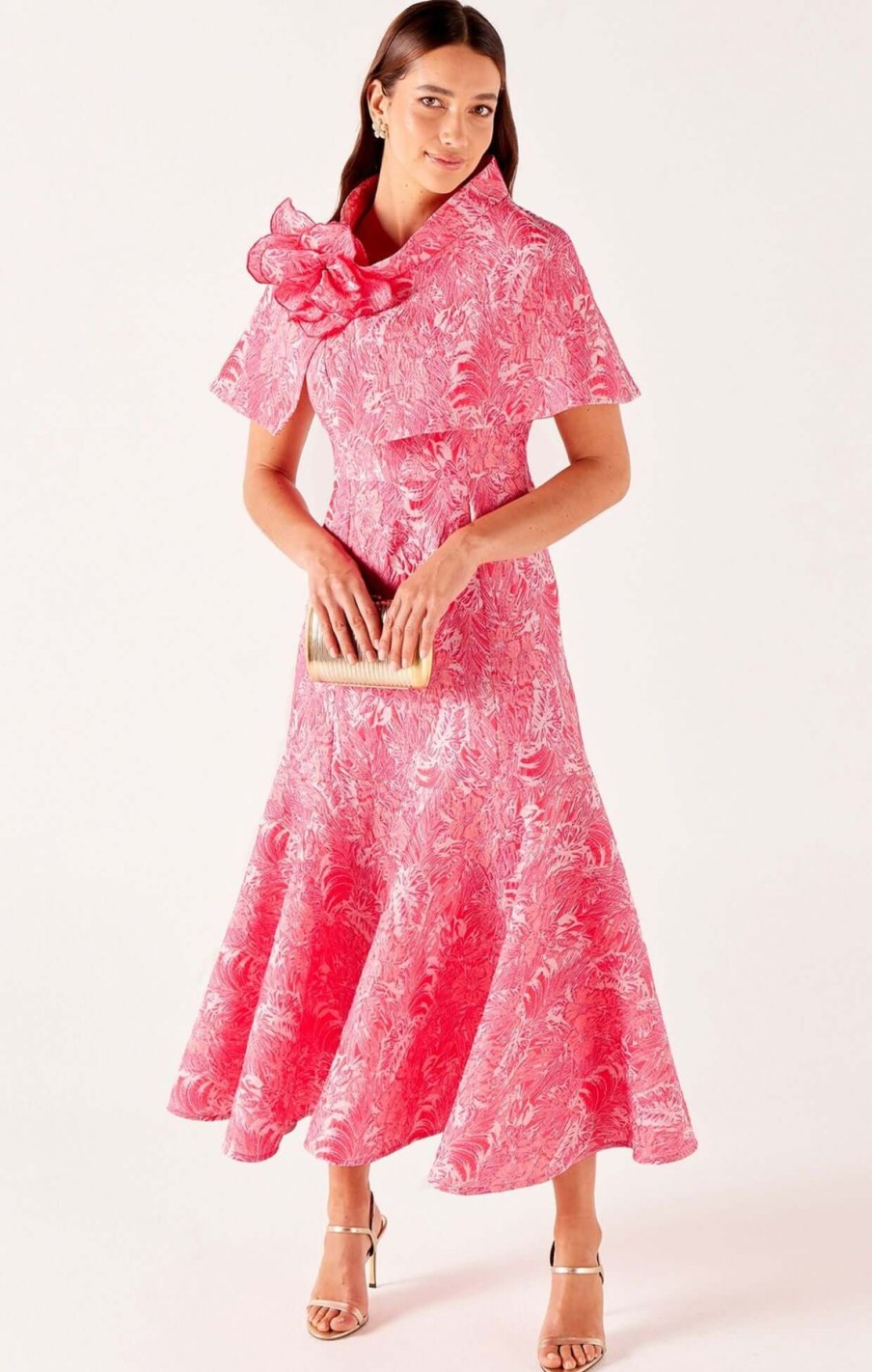 Women Sacha Drake | Sacha Drake Everlasting Blossom Dress & Cape Set In Blossom Jacquard