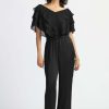 Women Joseph Ribkoff | Joseph Ribkoff Layered Chiffon Cape Sleeve Top In Black 241020