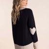 Women Two-T's | Two-T'S Hearts On Elbow Knit In Black Stone