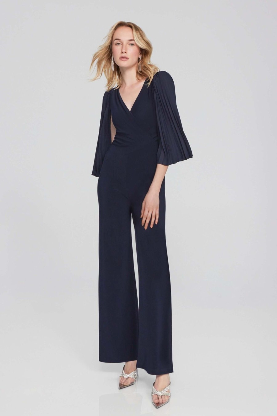 Women Joseph Ribkoff | Signature By Joseph Ribkoff Pleat Jumpsuit In Midnight 241782