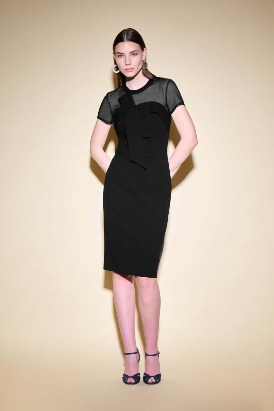 Women Joseph Ribkoff | Signature By Joseph Ribkoff Bow Dress In Black 234715