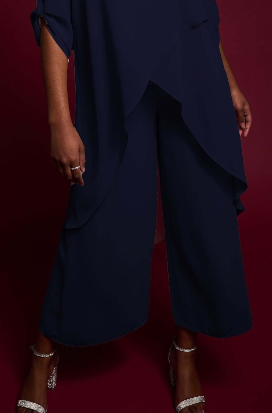 Women Joseph Ribkoff | Signature By Joseph Ribkoff Georgette Culotte In Midnight 223739