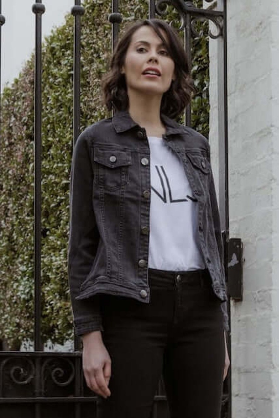 Women New London Jeans | New London Lorry Denim Jacket In Charcoal