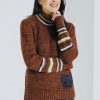 Women Marco Polo | Marco Polo Chunky Stripe Knit In Toffee Mix