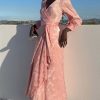 Women Sacha Drake | Sacha Drake Versailles Wrap Dress In Pink Jacquard