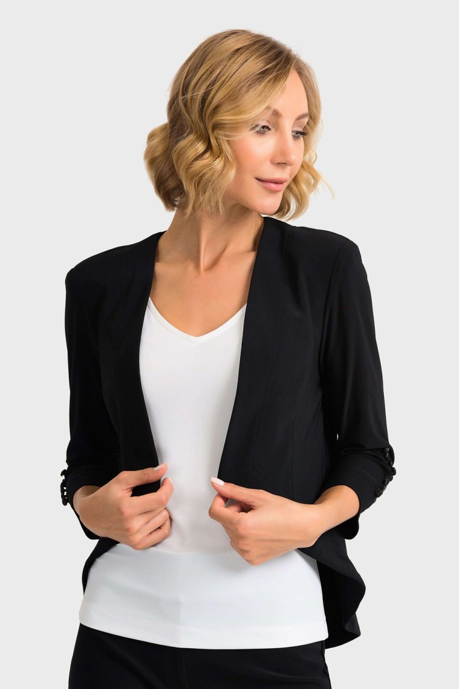 Women Joseph Ribkoff | Joseph Ribkoff Tux Overpiece Jacket In Black 161140