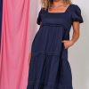 Women Eb & Ive | Eb & Ive La Vie Pintuck Maxi In Navy Sapphire