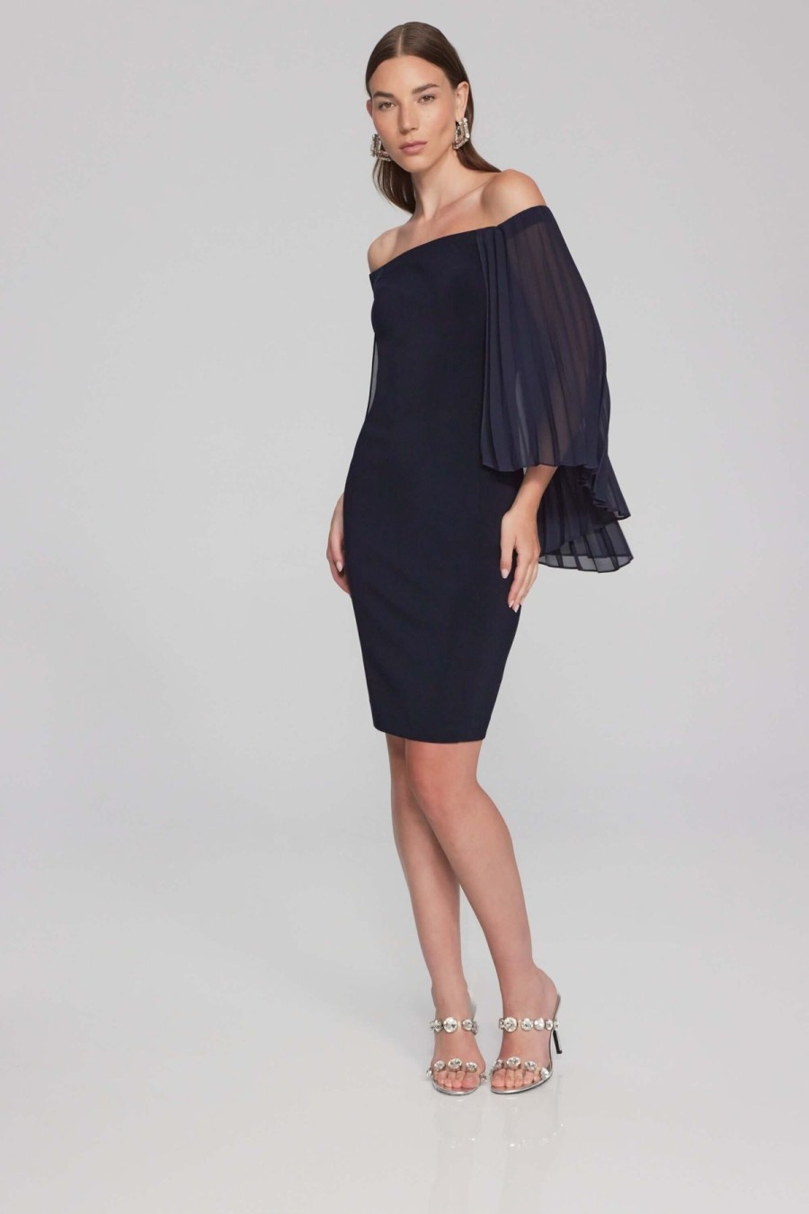 Women Joseph Ribkoff | Signature By Joseph Ribkoff Pleat Dress In Midnight 241781