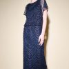 Women Joseph Ribkoff | Signature By Joseph Ribkoff Lace Fringe Dress In Silver Navy 234722