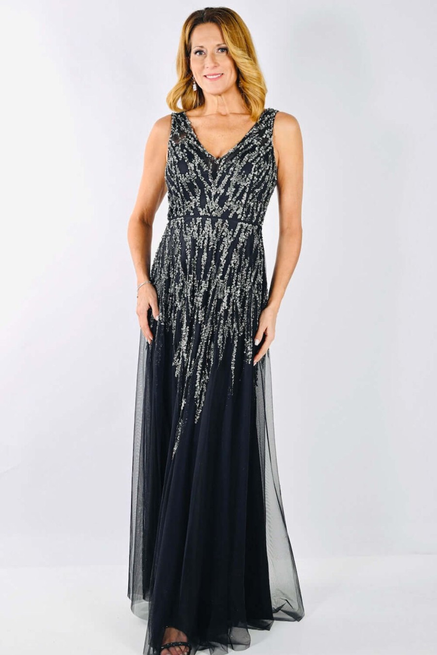 Women Frank Lyman | Lyman By Frank Lyman Beaded Gown In Charcoal 239803I