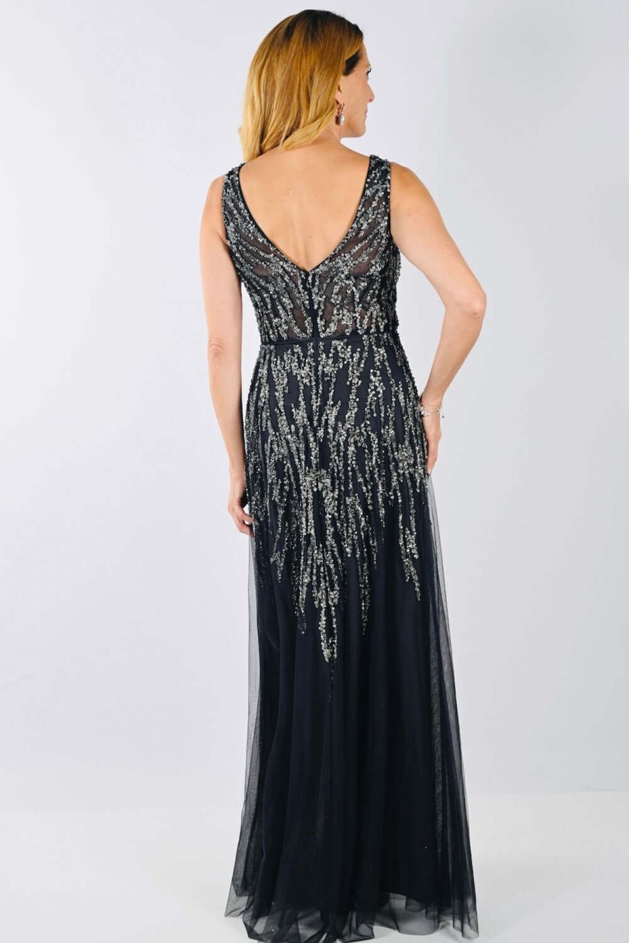 Women Frank Lyman | Lyman By Frank Lyman Beaded Gown In Charcoal 239803I